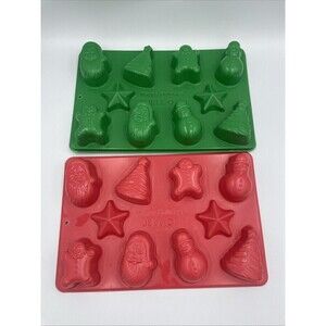 Vintage 1997 JELL-O Jello Jigglers Molds Christmas Holidays Santa Set Of 2
